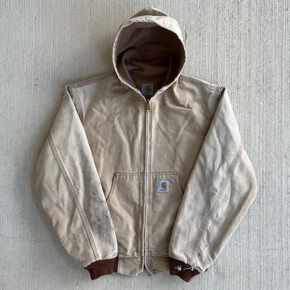Carhartt faded brown hooded work wear jacket